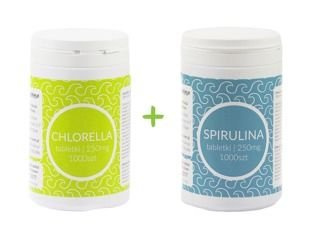 Zestaw Spirulina + Chlorella tabletki 1000szt.