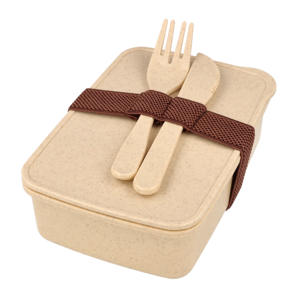 LunchBox ze sztućcami Beżowy 16 x 11 x 5cm