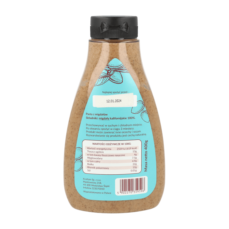 Pasta migdałowa butelka 400g