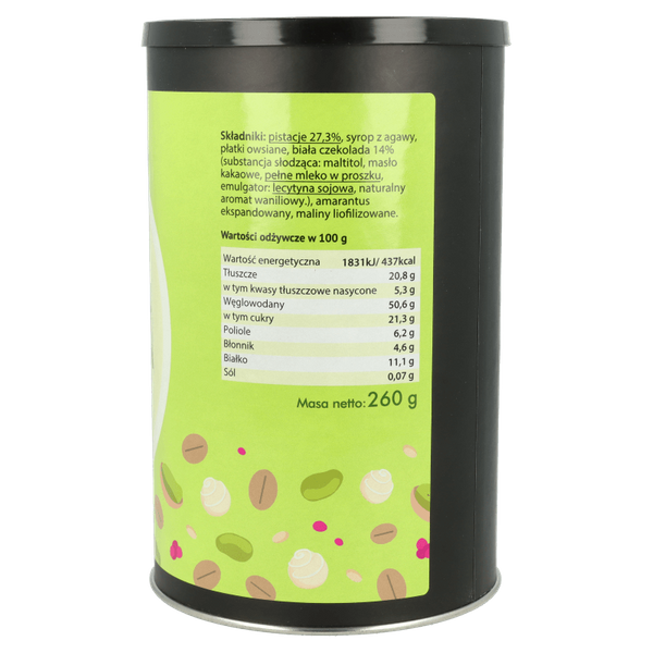 Granola pistacja z białą czekoladą 260g