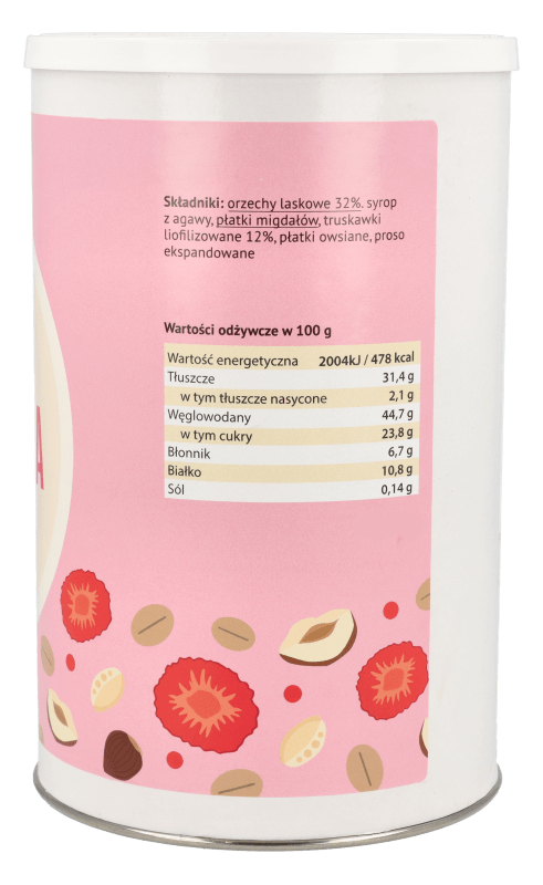 Granola orzech laskowy-truskawka 190g