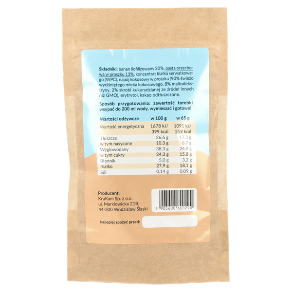 Mieszanka na shake wysokobiałkowy orzech banan 65g