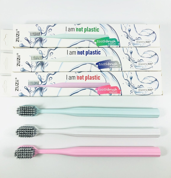 Zuzii szczoteczka do zębów z PLA biodegradowalna Różowa