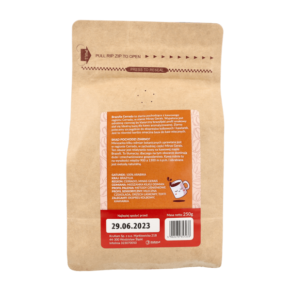 Kawa ziarnista Brazylia Cerrado czekoladowa 250g