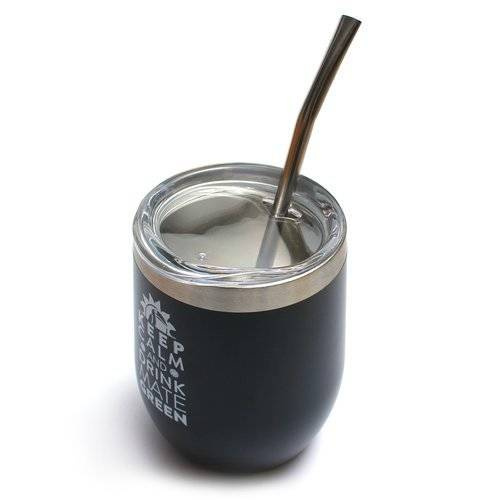 Matero stalowe Termo Moderna Negro czarne 350 ml z bombillą