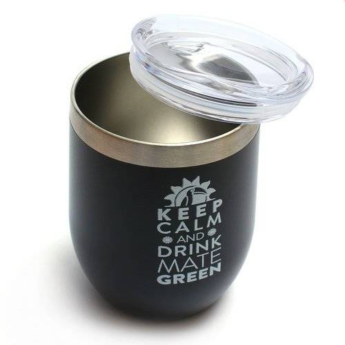 Matero stalowe Termo Moderna Negro czarne 350 ml z bombillą