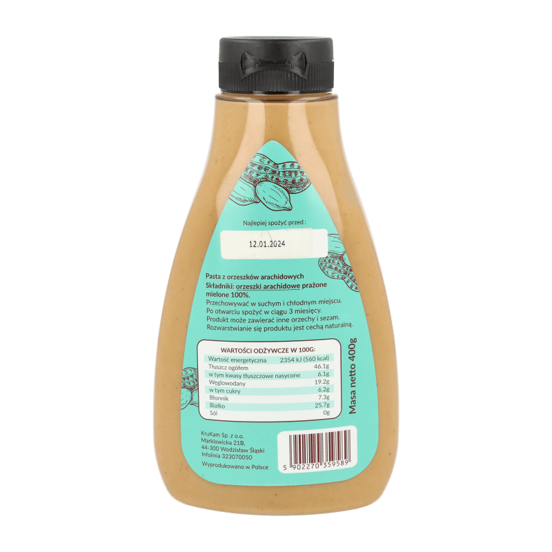 Pasta Orzechowa 100% butelka 400g