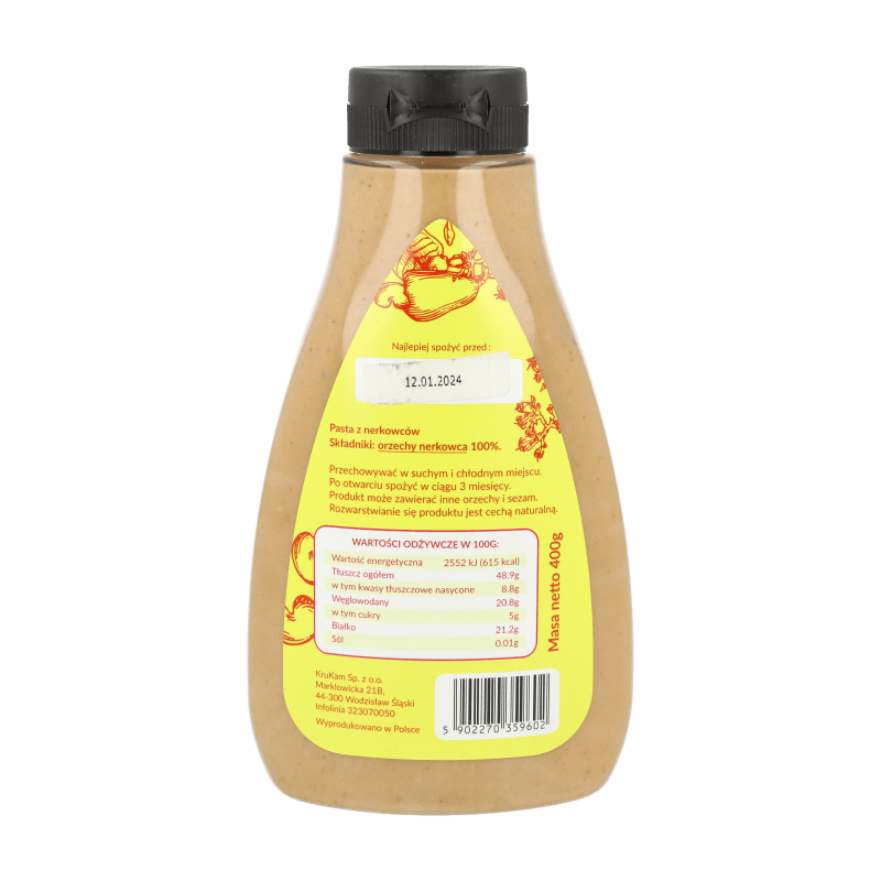 Pasta z nerkowców butelka 400g