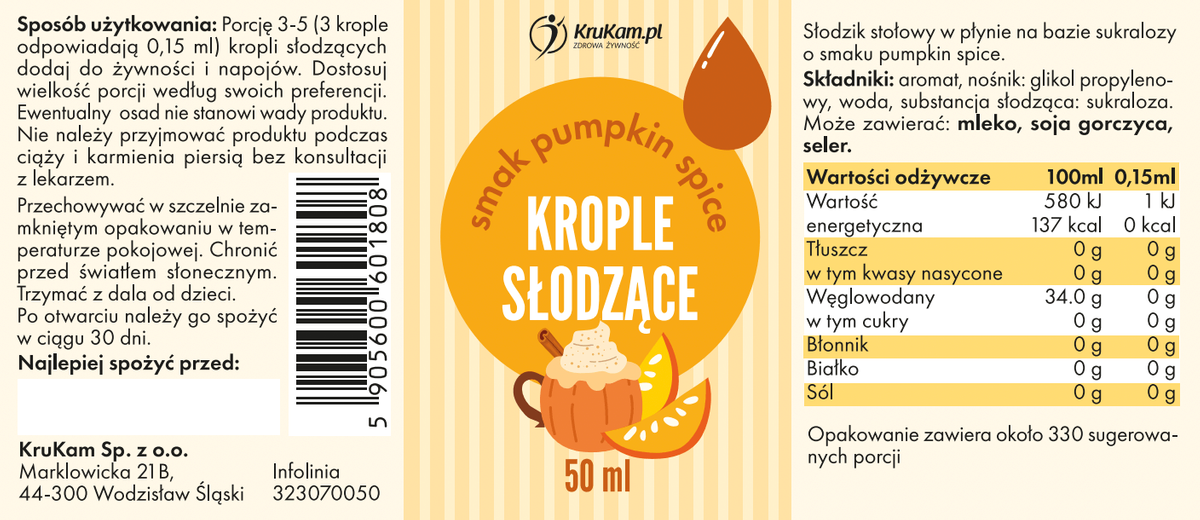 Aromat Zero Pumpkin Spice bez dodatku cukru i tłuszczu 50ml