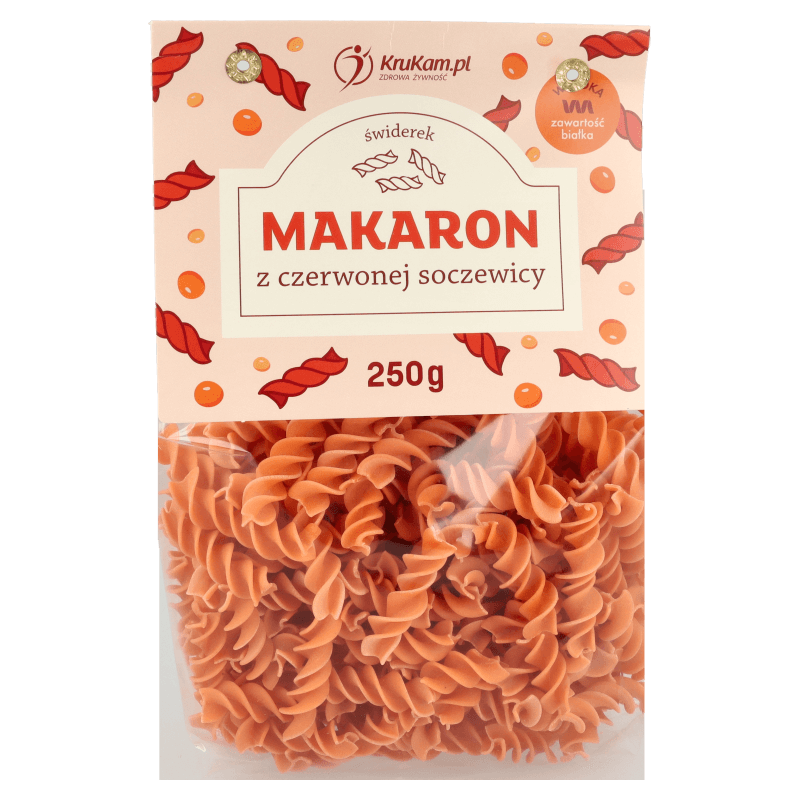 Makaron z czerwonej soczewicy świderki 250g