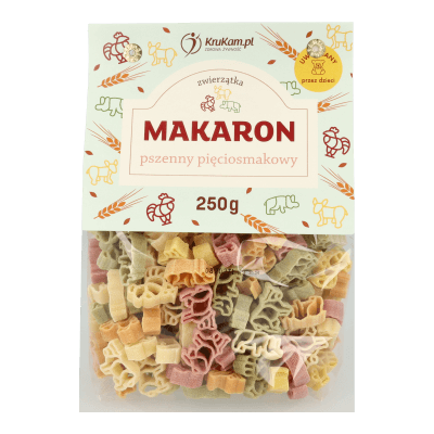 Makaron pszenny pięciosmakowy zwierzątka dla dzieci 250g