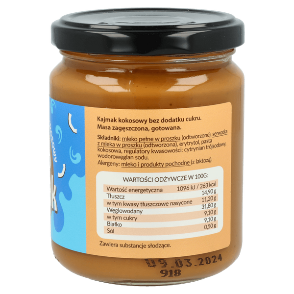 Kajmak bez dodatku cukru kokosowy 260g (data 28.12.2025)