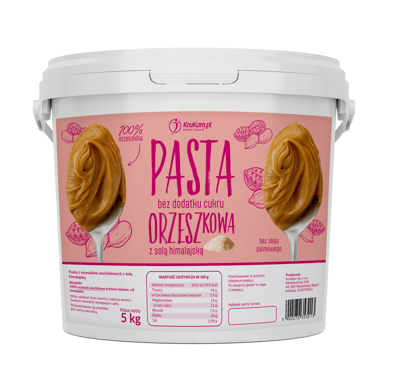 Pasta Orzechowa 100% z Solą Himalajską wiadro 5kg