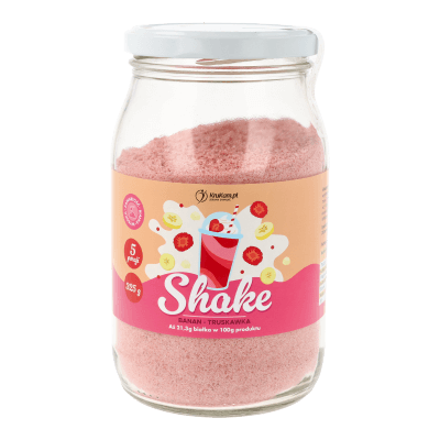 Mieszanka na shake wysokobiałkowy banan truskawka 325g (5 porcji)