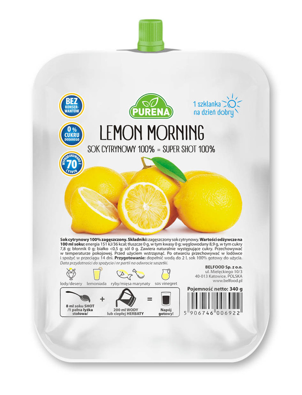 Lemon morning sok cytrynowy zagęszczony 340g = 2l Purena