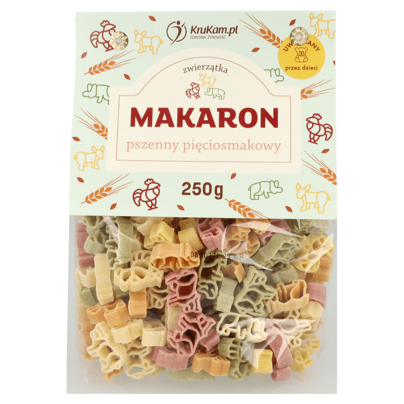 Makaron pszenny pięciosmakowy zwierzątka dla dzieci 250g