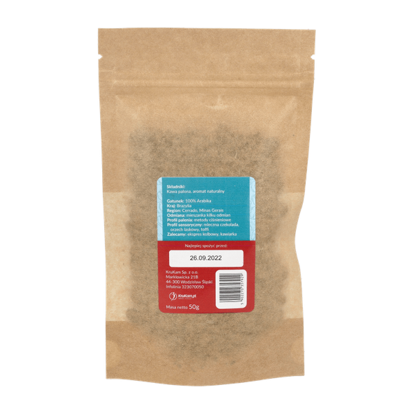 -50%Kawa ziarnista Brazylia Cerrado kokosowa 50g (Data:27.02.2026)