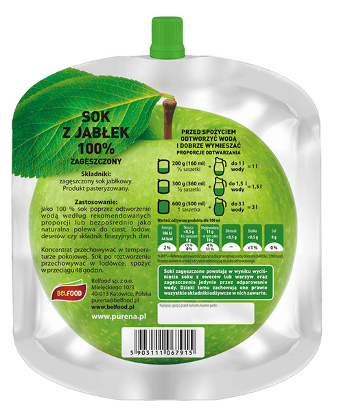 Sok Purena z jabłek 100% zagęszczony 600g na 3 litry soku