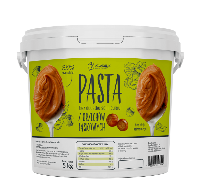 Pasta z orzechów laskowych wiadro 5kg