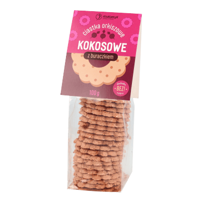 Ciasteczka orkiszowe kokosowe z buraczkiem bez dodatku cukru 100g