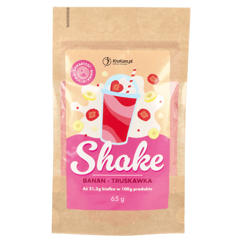 Mieszanka na shake wysokobiałkowy banan truskawka 65g