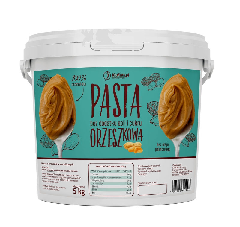 Pasta orzechowa 100% wiadro 5kg