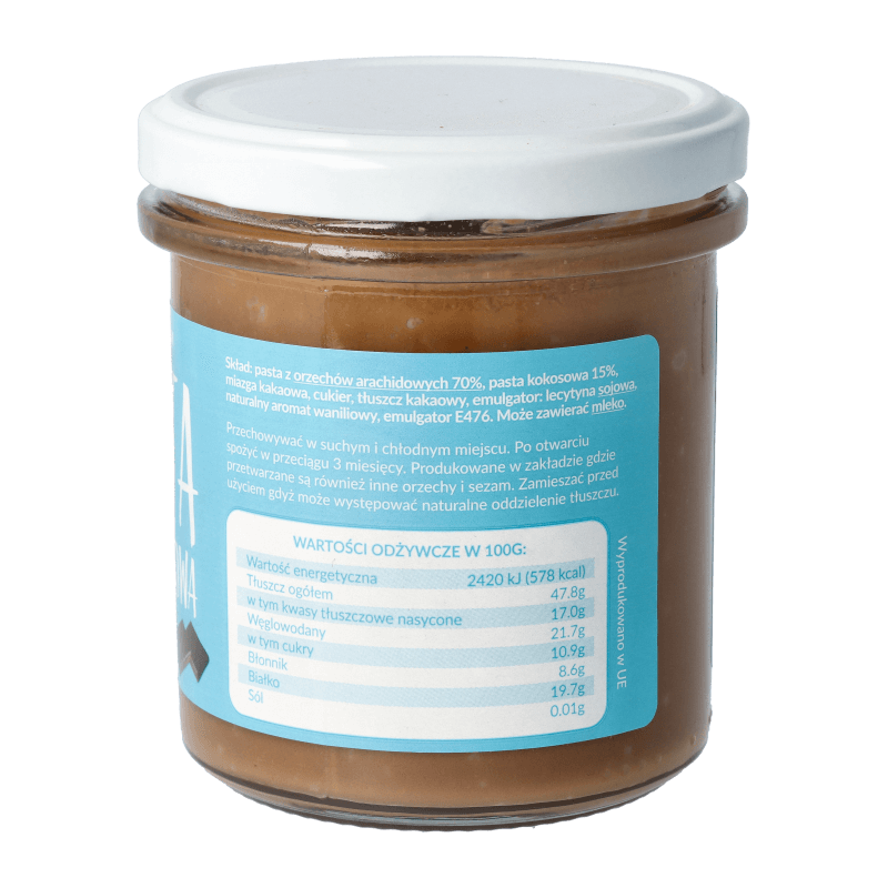 Pasta orzechowa z kokosem i czekoladą deserową 300g