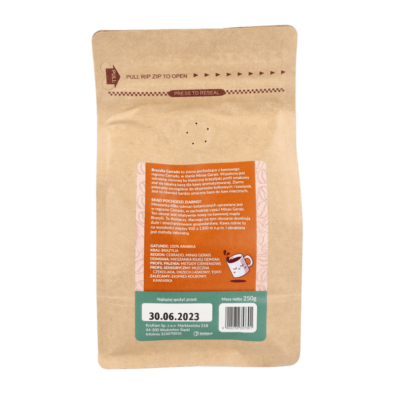 Kawa mielona Brazylia Cerrado czekoladowa 250g