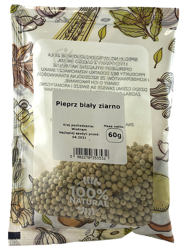 Pieprz biały ziarno 60g